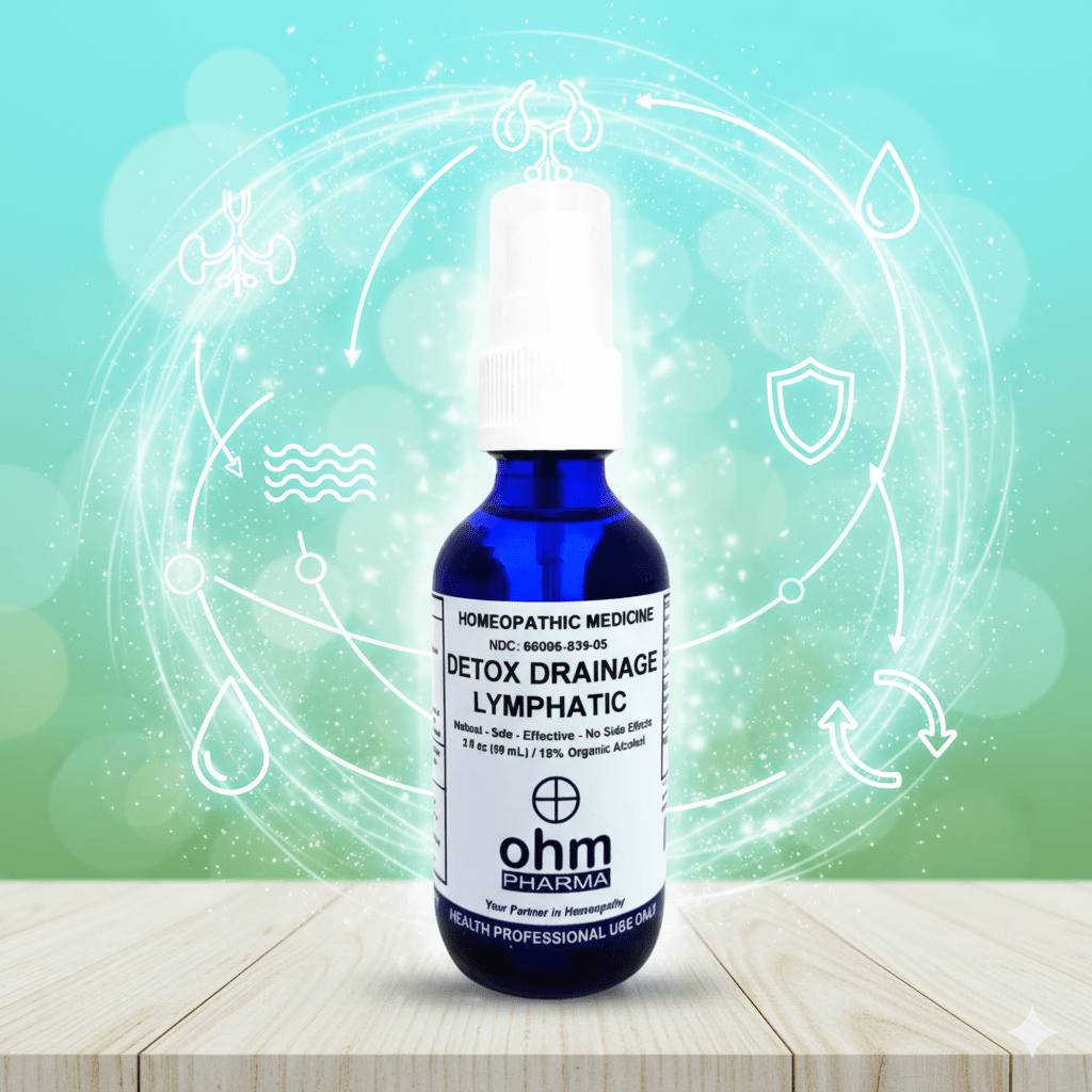 Frasco de spray homeopático Lymphatic Support para el bienestar del sistema linfático y drenaje natural.
