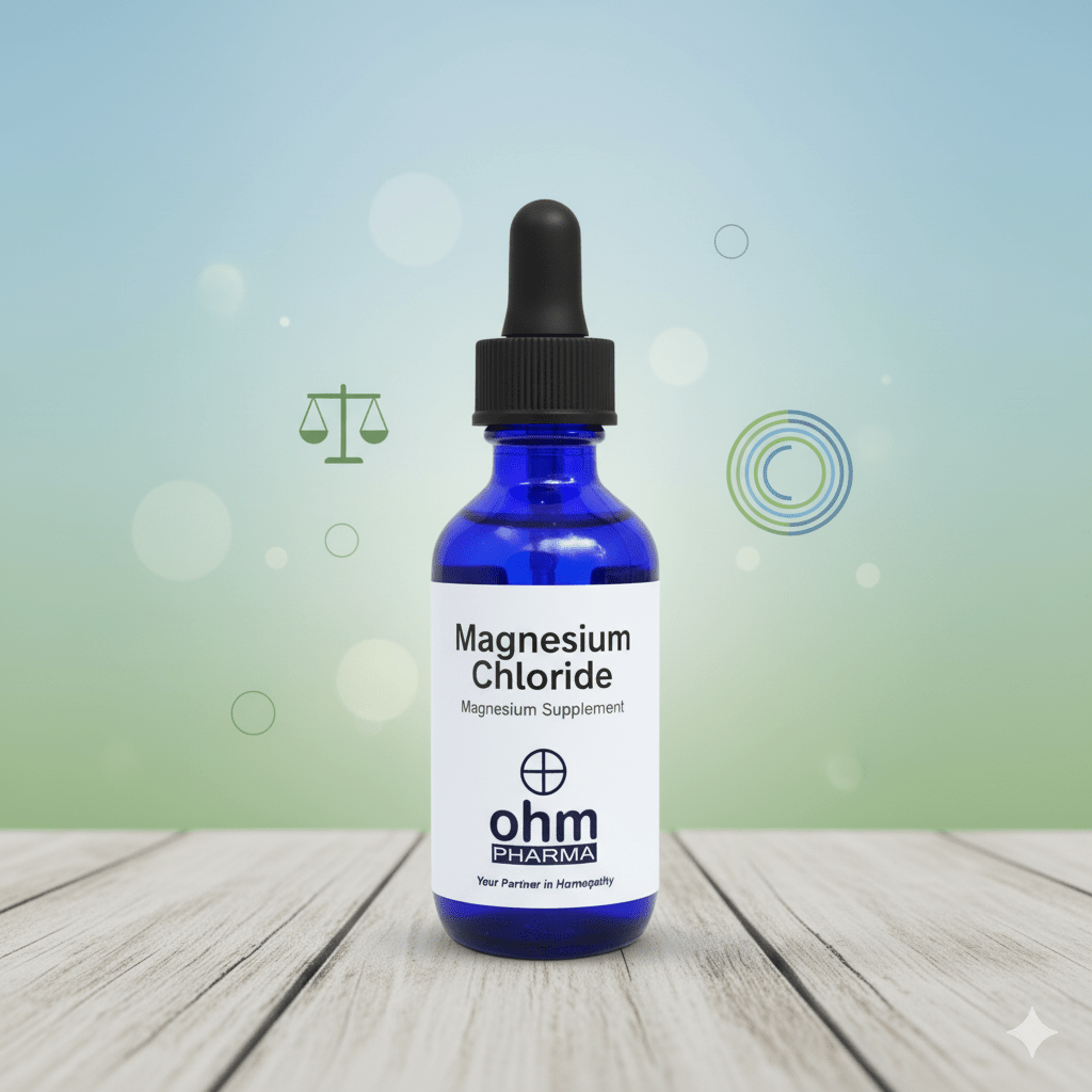 Frasco de Cloruro de Magnesio líquido en gotas (85 mg) para apoyo a la función muscular y equilibrio mineral.